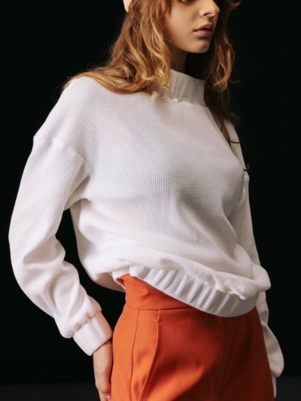 Julia Allert Classic White Waffle-Knit Shirt